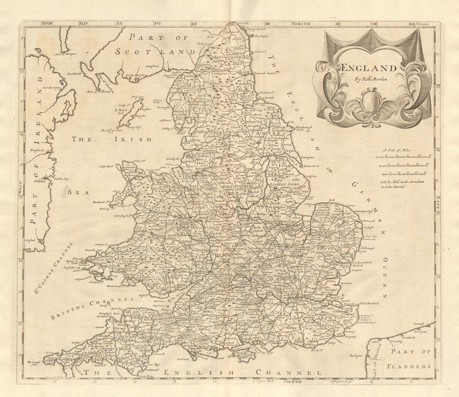 ENGLAND. by ROBERT MORDEN from Camden's Britannia 1772 old antique map chart